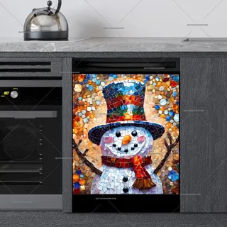 Preview of Happy Mosaic Snowman magnet.