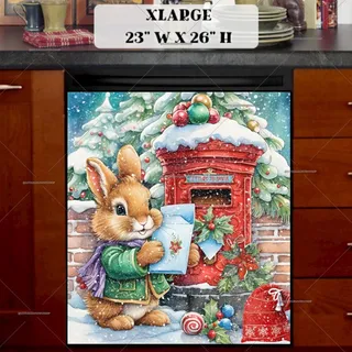 Preview of Christmas Bunny at the Mailbox magnet in Extra Large size.