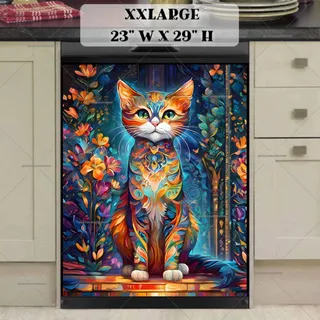 Preview of Bohemian Cat with Flowers magnet in XX Large size.