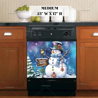 Preview of Christmas Snowman with a Greeting Sign magnet in Medium size.