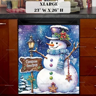 Preview of Christmas Snowman with a Greeting Sign magnet in Extra Large size.