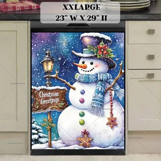 Preview of Christmas Snowman with a Greeting Sign magnet in XX Large size.