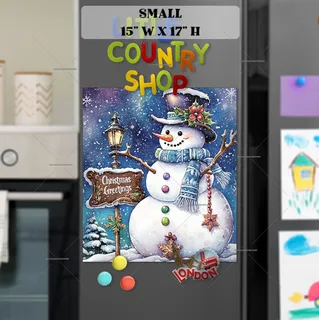 Preview of Christmas Snowman with a Greeting Sign magnet in Small size.