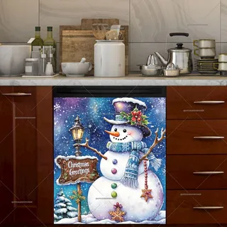 Preview of Christmas Snowman with a Greeting Sign magnet.