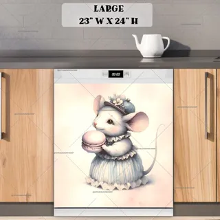 Preview of Cute Victorian Mouse with a Macaroon magnet in Large size.