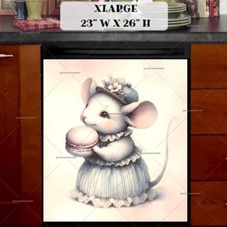 Preview of Cute Victorian Mouse with a Macaroon magnet in Extra Large size.