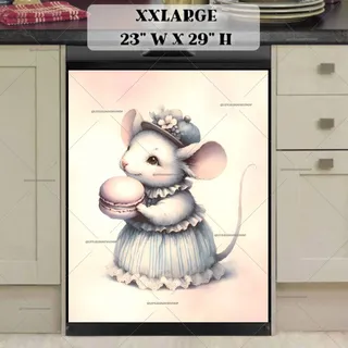 Preview of Cute Victorian Mouse with a Macaroon magnet in XX Large size.