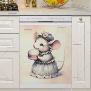 Preview of Cute Victorian Mouse with a Macaroon magnet.