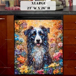 Preview of Cute Mosaic Dog magnet in Extra Large size.