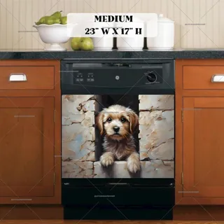 Preview of Puppy in the Garden Wall Hole magnet in Medium size.
