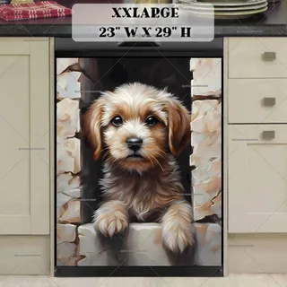 Preview of Puppy in the Garden Wall Hole magnet in XX Large size.