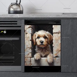 Preview of Puppy in the Garden Wall Hole magnet.