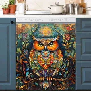 Preview of Bohemian Owl with Flowers magnet.