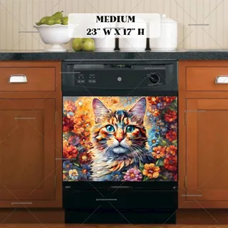 Preview of Beautiful Mosaic Cat magnet in Medium size.