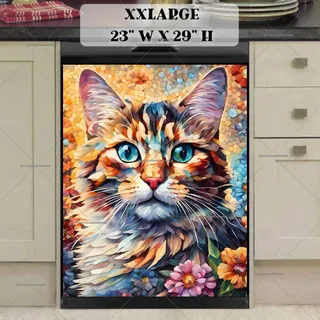 Preview of Beautiful Mosaic Cat magnet in XX Large size.