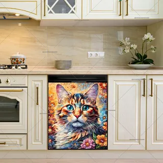 Preview of Beautiful Mosaic Cat magnet.