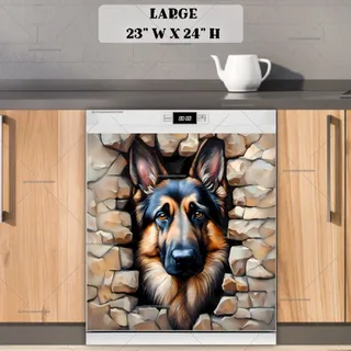 Preview of German Shepherd in the Fence Hole magnet in Large size.