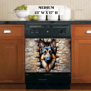 Preview of German Shepherd in the Fence Hole magnet in Medium size.