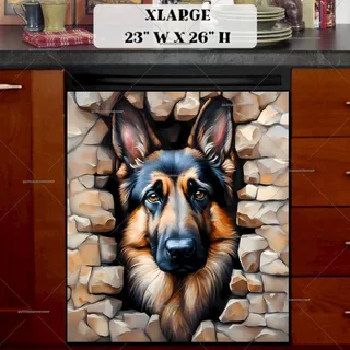 Preview of German Shepherd in the Fence Hole magnet in Extra Large size.