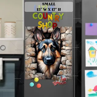 Preview of German Shepherd in the Fence Hole magnet in Small size.