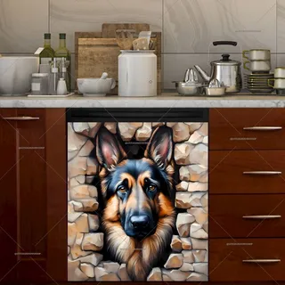 Preview of German Shepherd in the Fence Hole magnet.