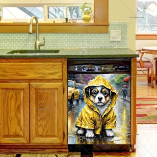 Preview of Puppy in Yellow Raincoat magnet.