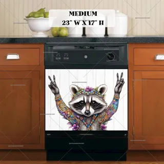 Preview of Cute Bohemian Raccoon magnet in Medium size.