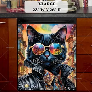 Preview of Cool California Black Cat magnet in Extra Large size.