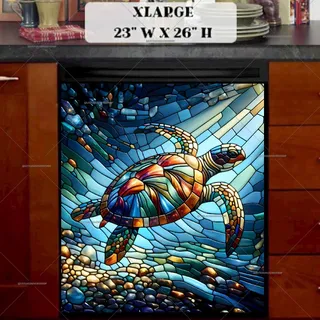 Preview of Stained Glass Turtle magnet in Extra Large size.