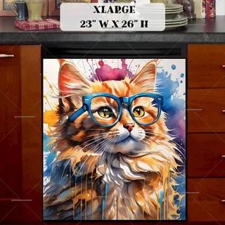 Preview of Cute Cat in Glasses magnet in Extra Large size.