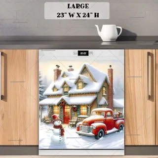 Preview of Christmas Cottage Snowman magnet in Large size.