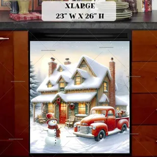 Preview of Christmas Cottage Snowman magnet in Extra Large size.