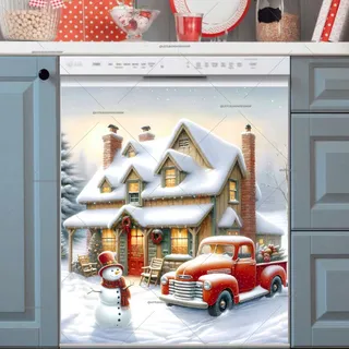 Preview of Christmas Cottage Snowman magnet.