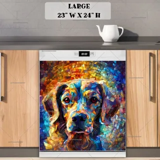 Preview of Colorful Mosaic Dog magnet in Large size.