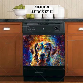 Preview of Colorful Mosaic Dog magnet in Medium size.