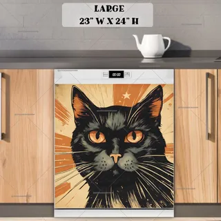 Preview of Retro Atomic Black Cat magnet in Large size.