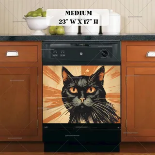Preview of Retro Atomic Black Cat magnet in Medium size.