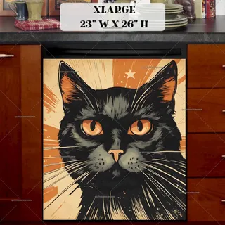 Preview of Retro Atomic Black Cat magnet in Extra Large size.