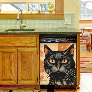 Preview of Retro Atomic Black Cat magnet.