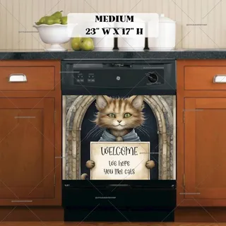 Preview of Cat with Welcome Sign magnet in Medium size.