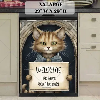 Preview of Cat with Welcome Sign magnet in XX Large size.