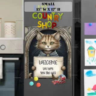 Preview of Cat with Welcome Sign magnet in Small size.