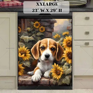 Preview of Little Beagle and Sunflowers magnet in XX Large size.