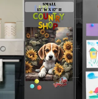 Preview of Little Beagle and Sunflowers magnet in Small size.