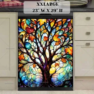 Preview of Stained Glass Colorful Autumn Tree magnet in XX Large size.