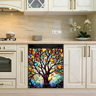 Preview of Stained Glass Colorful Autumn Tree magnet.