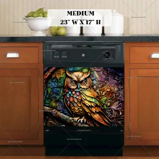 Preview of Rustic Colorful Autumn Owl magnet in Medium size.