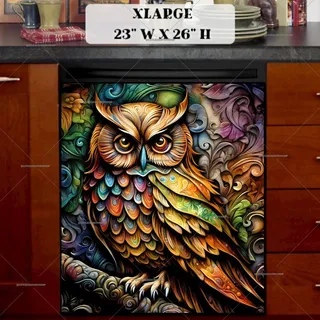 Preview of Rustic Colorful Autumn Owl magnet in Extra Large size.