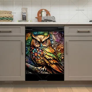 Preview of Rustic Colorful Autumn Owl magnet.