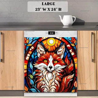 Preview of Stained Glass Autumn Fox Portrait magnet in Large size.